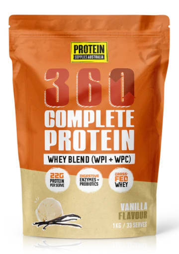 Protein Supplies Australia360Whey Vanilla Bean WPI+WPC Combo 1kg