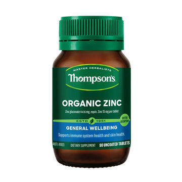Thompson’s Organic Zinc 80 uncoated tablets bottle