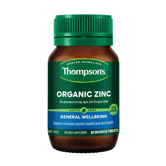Thompson’s Organic Zinc 80 uncoated tablets bottle