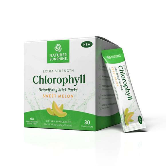 Natures Sunshine Extra Strength Chlorophyll Detoxifying Stick Packs Sweet Melon 30 Pack