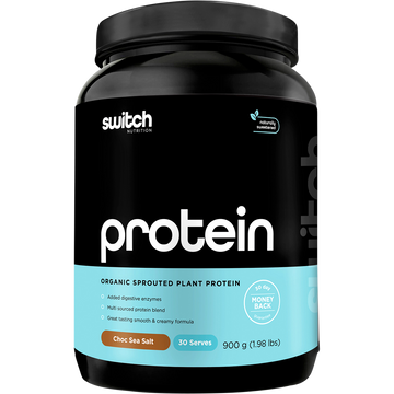 SWITCH NUTRITION Protein Organic Sprouted Plant Choc Sea Salt 900g