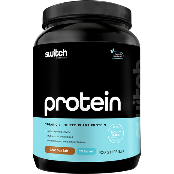 SWITCH NUTRITION Protein Organic Sprouted Plant Choc Sea Salt 900g
