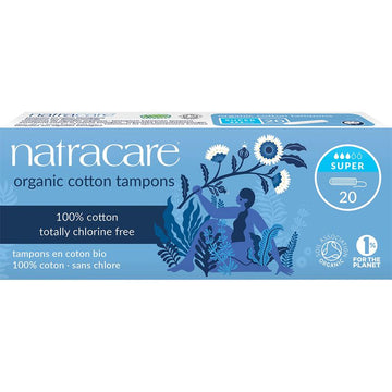 Natracare Organic Cotton Tampons Super 20pk - 100% cotton, totally chlorine free