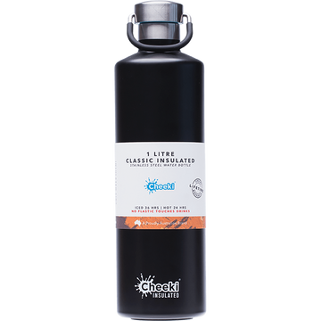 Cheeki Classic Insulated Stainless Steel Water Bottle Matte Black 1 Litre