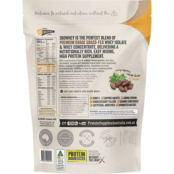 Protein Supplies Australia 360 Whey Premium Grass Fed Whey Combo - Chocolate 500g