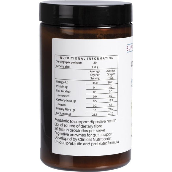 SUPERCHARGED FOOD Love Your Gut Synbiotic Powder Pre/Probiotic 120g