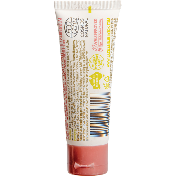 Jack N' Jill Natural Certified Toothpaste Raspberry & Calendula Fluoride Free 50g