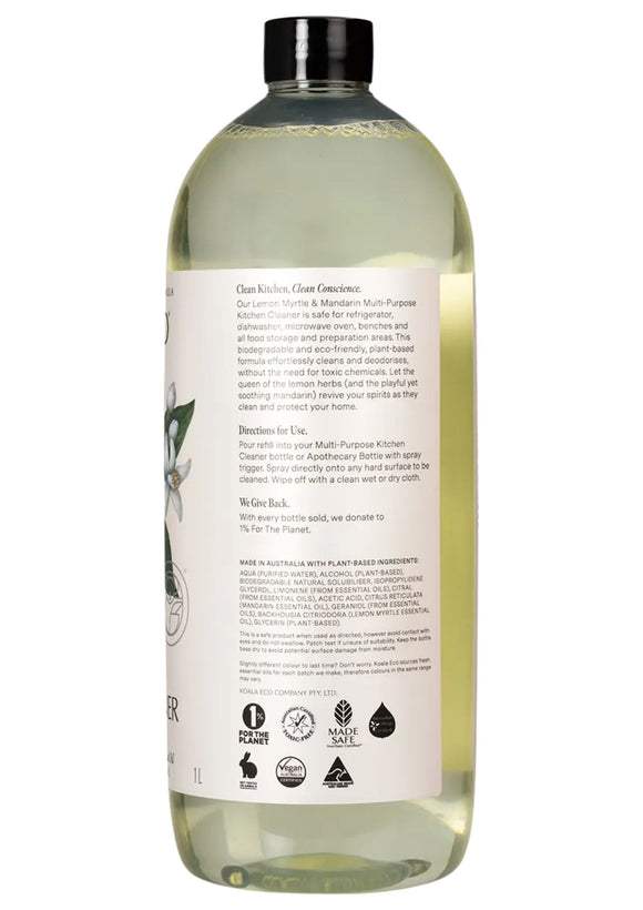 Koala Eco Multi-Purpose Kitchen Cleaner Lemon Myrtle & Mandarin 1L Refill - back