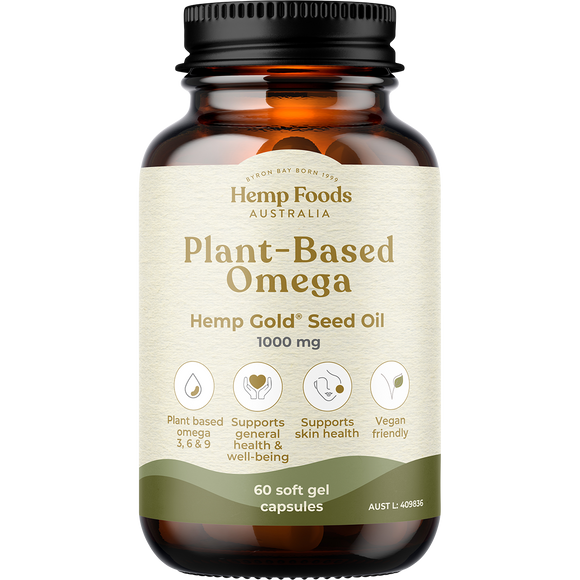 Hemp Foods Australia Plant-Based Omega Hemp Gold® Seed Oil 1000mg 60 Caps