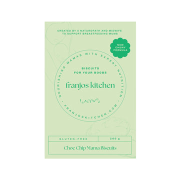Franjos Kitchen Gluten-Free Choc Chip Mama Biscuits 200g front packaging