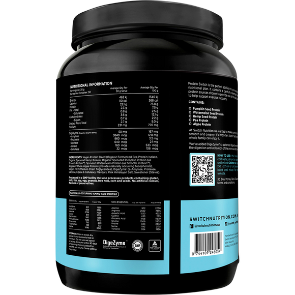 SWITCH NUTRITION Protein Organic Sprouted Plant Vanilla Bean 900g