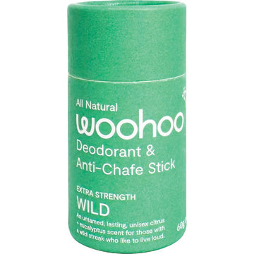 Woohoo All Natural Deodorant & Anti-Chafe Stick - WILD Extra Strength 60g