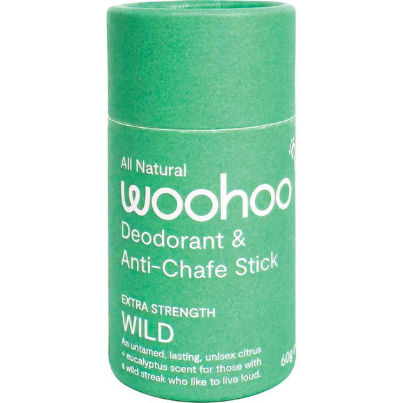 Woohoo All Natural Deodorant & Anti-Chafe Stick - WILD Extra Strength 60g