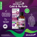 Brauer Sambucus Black Elderberry Kids Cold & Flu Forte With Honey Oral Liquid 100ml-2