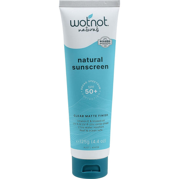 Wotnot Naturals Natural Sunscreen SPF 50+ Clear Matte Finish 125g