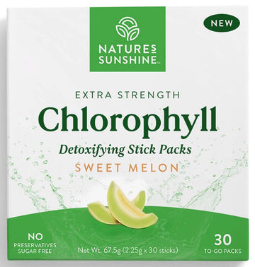 Natures Sunshine Extra Strength Chlorophyll Detoxifying Stick Packs Sweet Melon 30 Pack