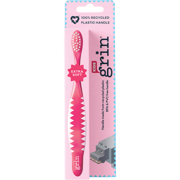 Grin Kids 100% Recycled Toothbrush Extra Soft Pink