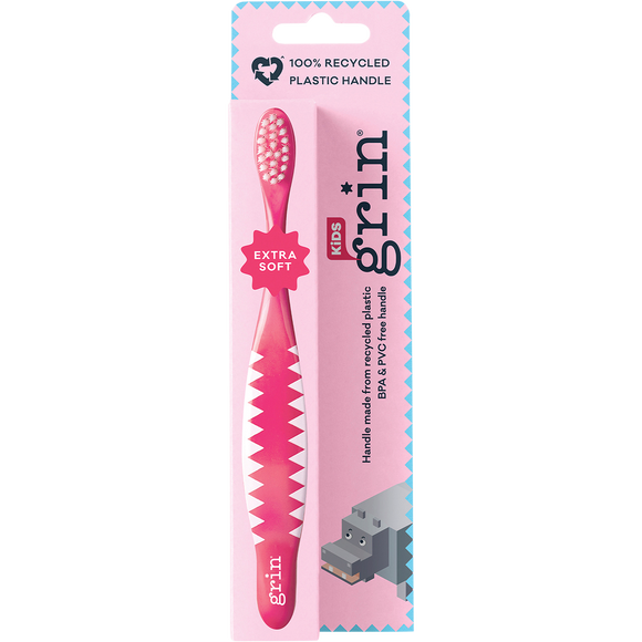 Grin Kids 100% Recycled Toothbrush Extra Soft Pink