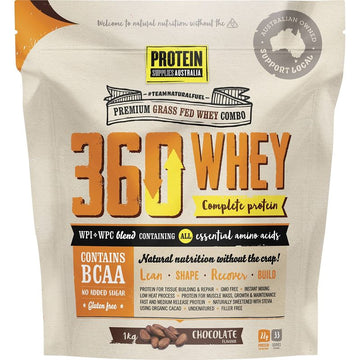 Protein Supplies Australia 360 Whey Premium Grass Fed Whey Combo - Chocolate 1kg