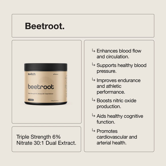 SWITCH NUTRITION Beetroot Triple Strength 6% Nitrate 30:1 Dual Extract 150g