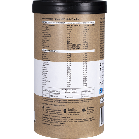 Amazonia Raw Protein Isolate Choc Coconut 500g