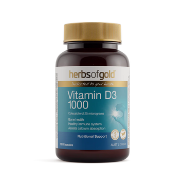 Herbs of Gold Vitamin D3 1000 120 Capsules - front