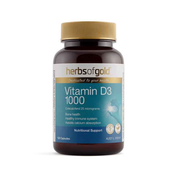 Herbs of Gold Vitamin D3 1000 120 Capsules - front