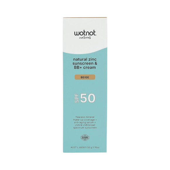 Wotnot Naturals Natural Zinc Sunscreen & BB+ Cream SPF50 Beige 50g