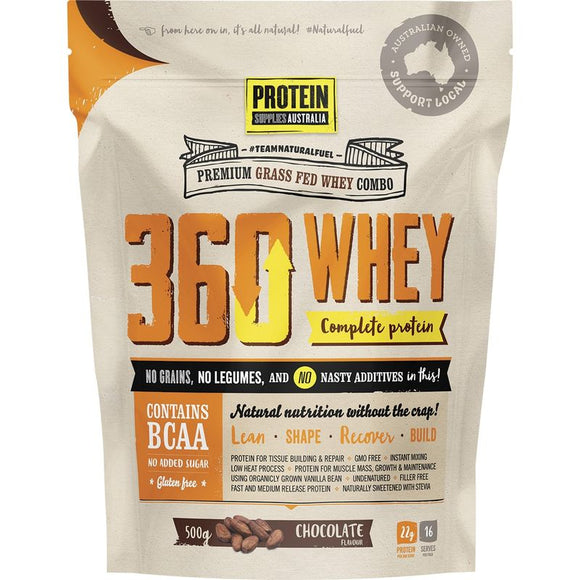 Protein Supplies Australia 360 Whey Premium Grass Fed Whey Combo - Chocolate 500g