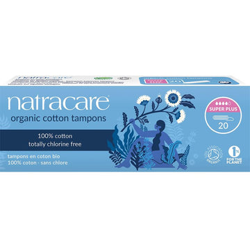 Natracare Organic Cotton Tampons Super Plus 20pk - 100% cotton, totally chlorine free