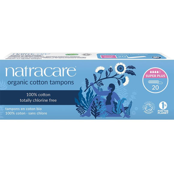 Natracare Organic Cotton Tampons Super Plus 20pk - 100% cotton, totally chlorine free