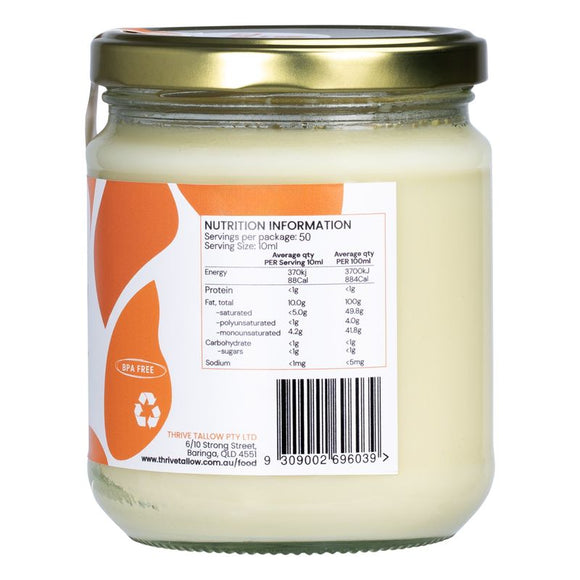 THRIVE TALLOW 100% Grass Fed Tallow 500ml