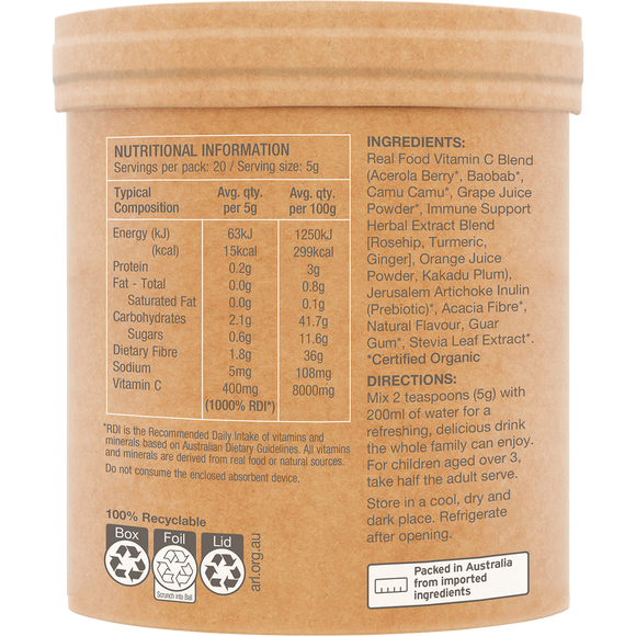 Amazonia Raw Real Food Nutrients Organic Vitamin C Passionfruit 100g