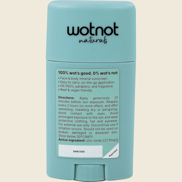 Wotnot Naturals Natural Zinc Sunscreen Stick SPF 50 45g