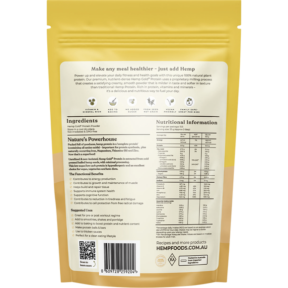 Hemp Foods Australia Organic Hemp Gold® Protein 450g