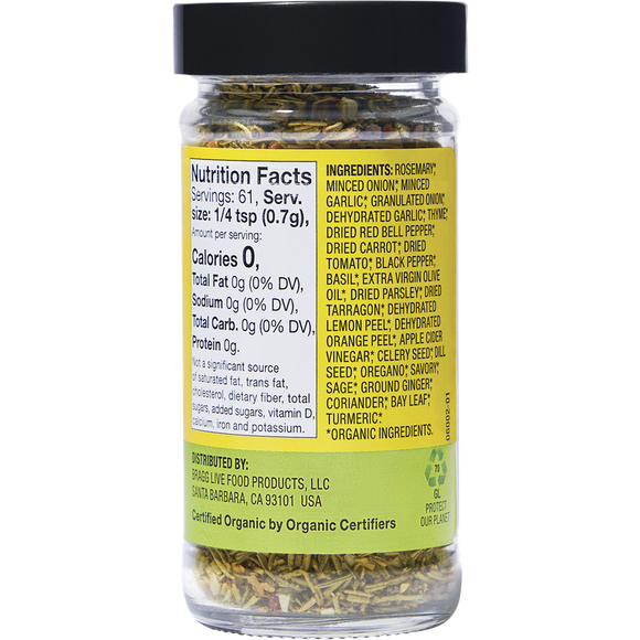 Bragg Organic Sprinkle 24 Herbs & Spices Salt-Free Seasoning Blend 42g