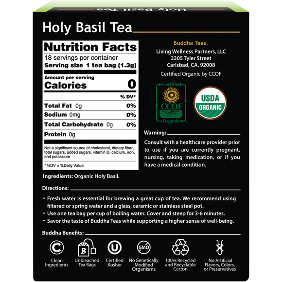 Buddha Teas Organic Holy Basil Tea (Tulsi) 18 Tea Bags