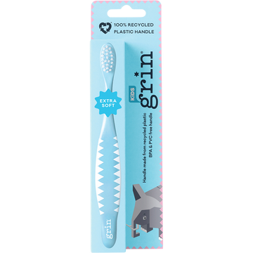 Grin Kids 100% Recycled Toothbrush Extra Soft Blue