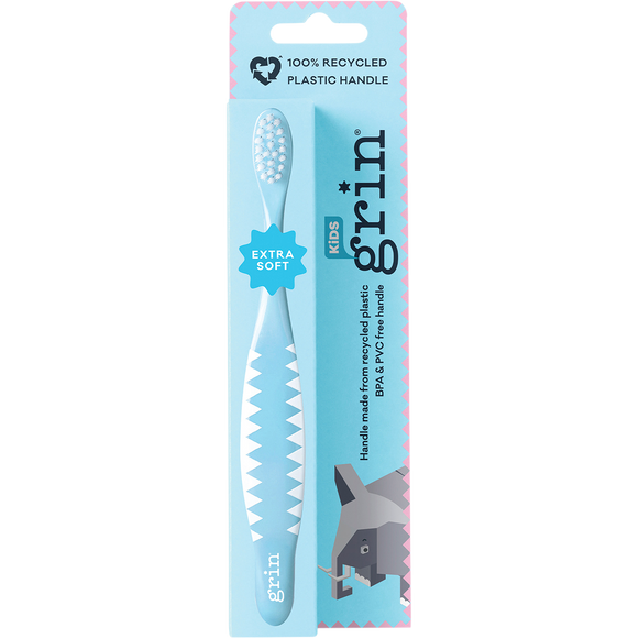 Grin Kids 100% Recycled Toothbrush Extra Soft Blue