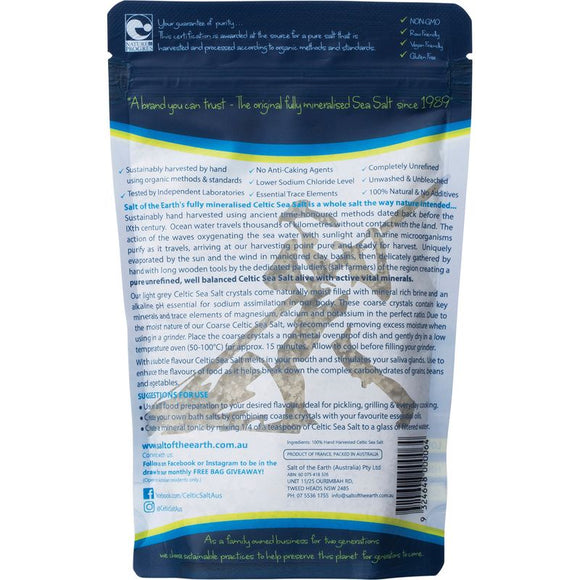 Salt of the Earth Naturally Coarse Moist Hand Harvested Celtic Sea Salt 250g