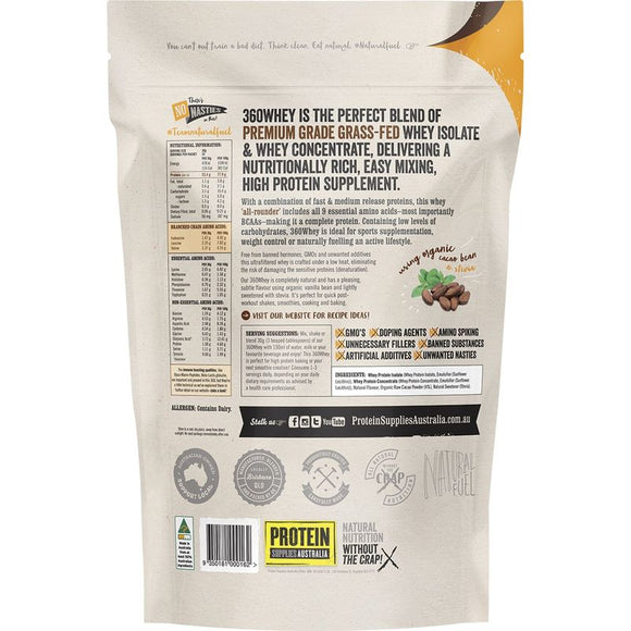 Protein Supplies Australia 360 Whey Premium Grass Fed Whey Combo - Chocolate 1kg