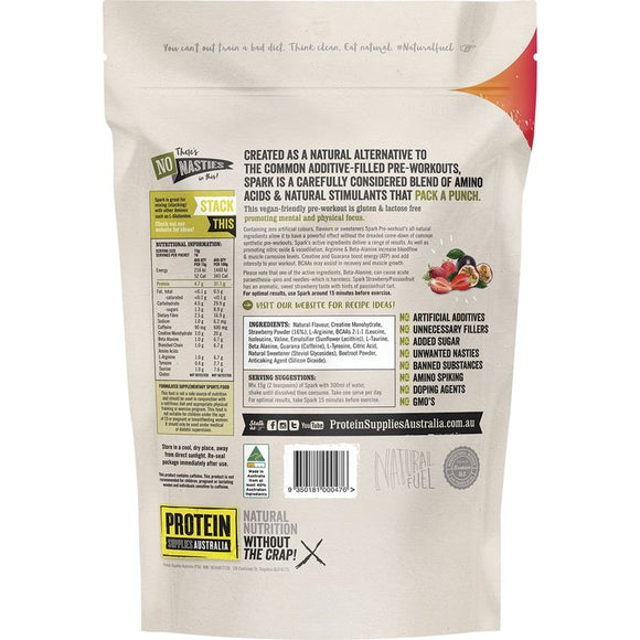 Protein Supplies Australia Spark Natural Pre-Workout Strawberry Passionfruit 250g