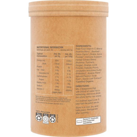 Amazonia Raw Real Food Nutrients Organic Vitamin C Passionfruit 200g